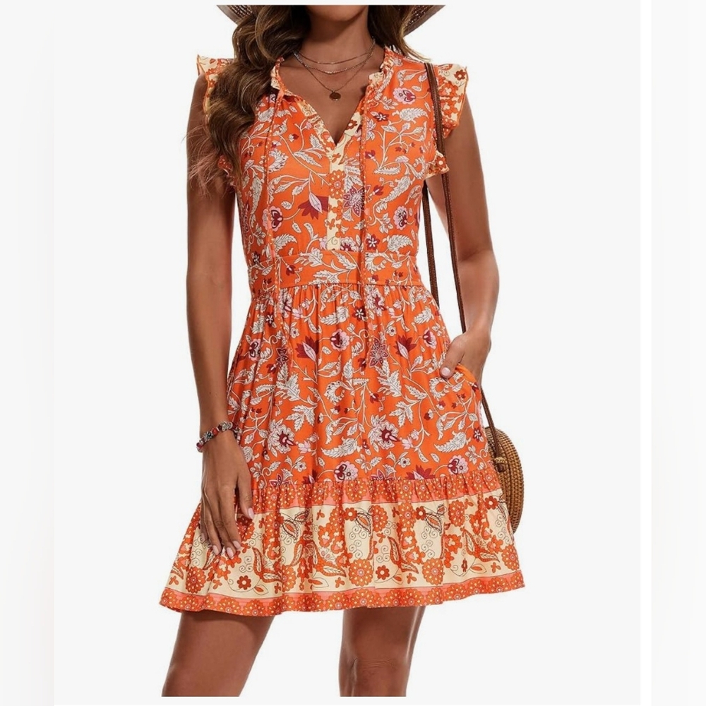 NWT Zaberry Boho Floral Mini Dress L Large